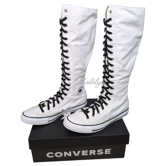 Converse CTAS XXHI Womens 10.5 White Black Canvas Knee High Sneaker Boot NEW - Picture 4 of 12